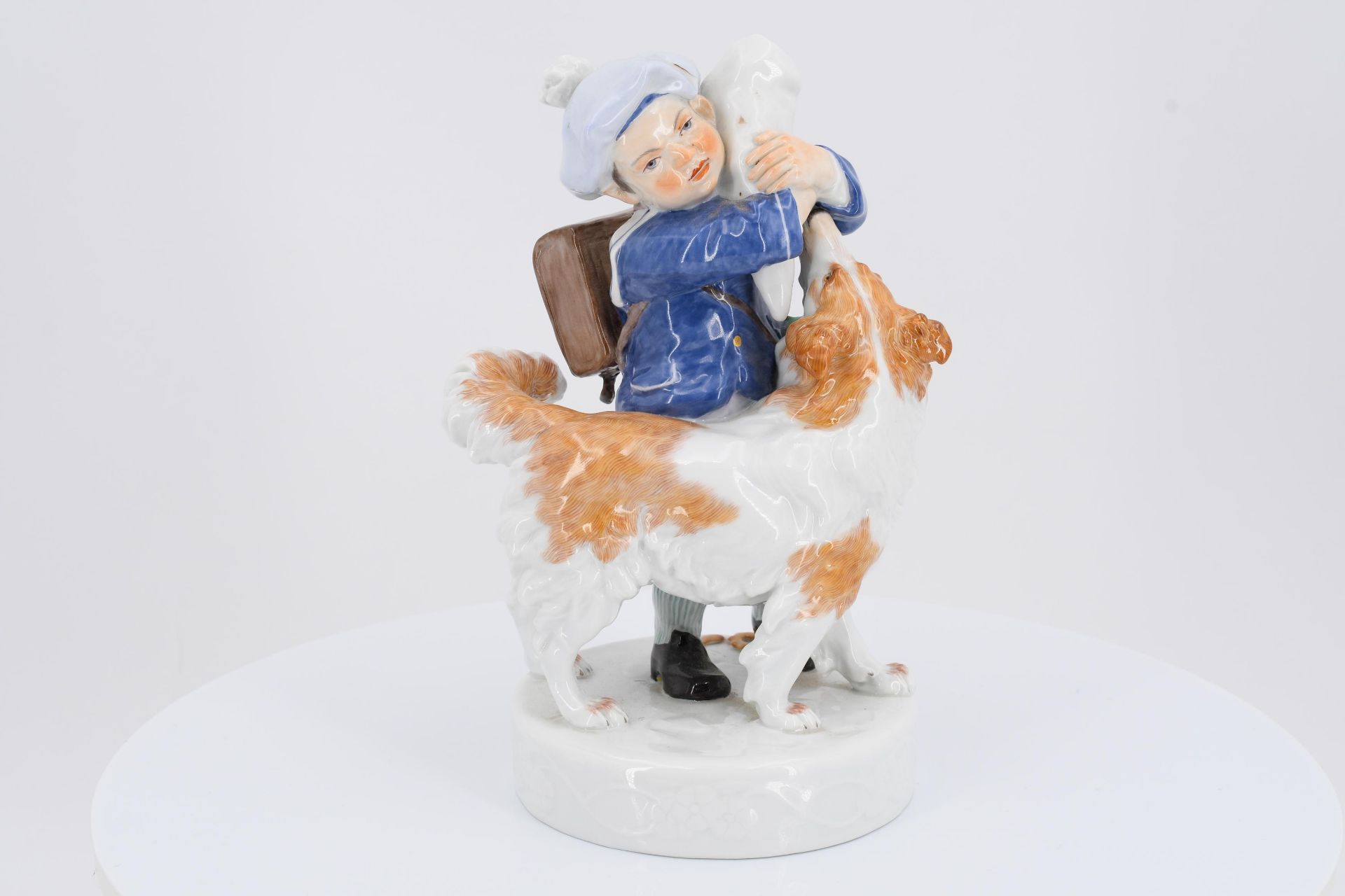 Porcelain figurine of school boy with dog - Image 2 of 6