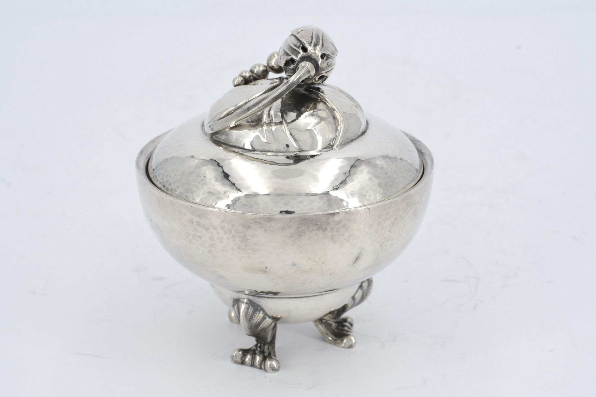 Silver sugar bowl, creamer & milk jug "Blossom" with ivory handles - Image 10 of 14