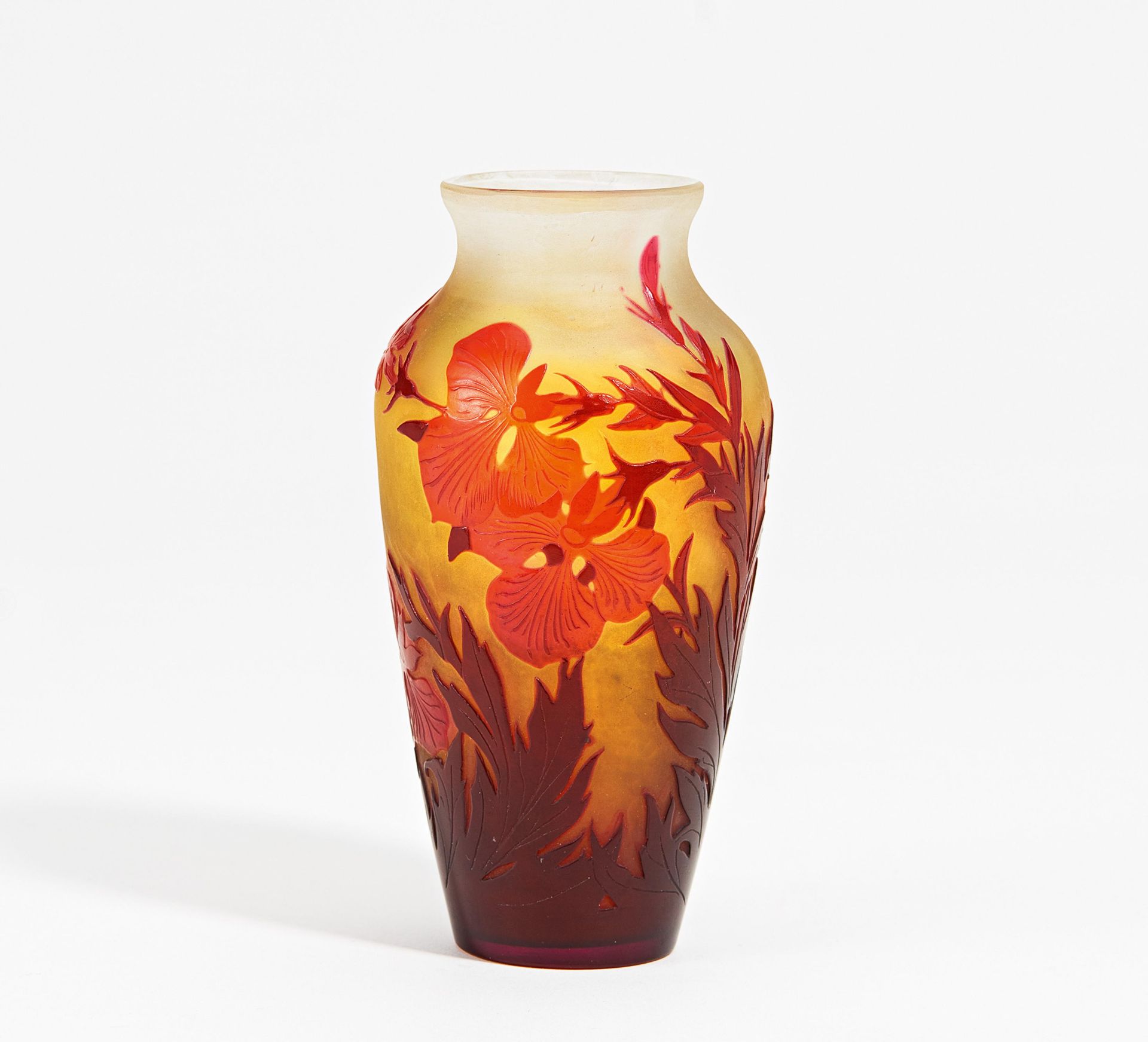 Small glass vase with iris decor