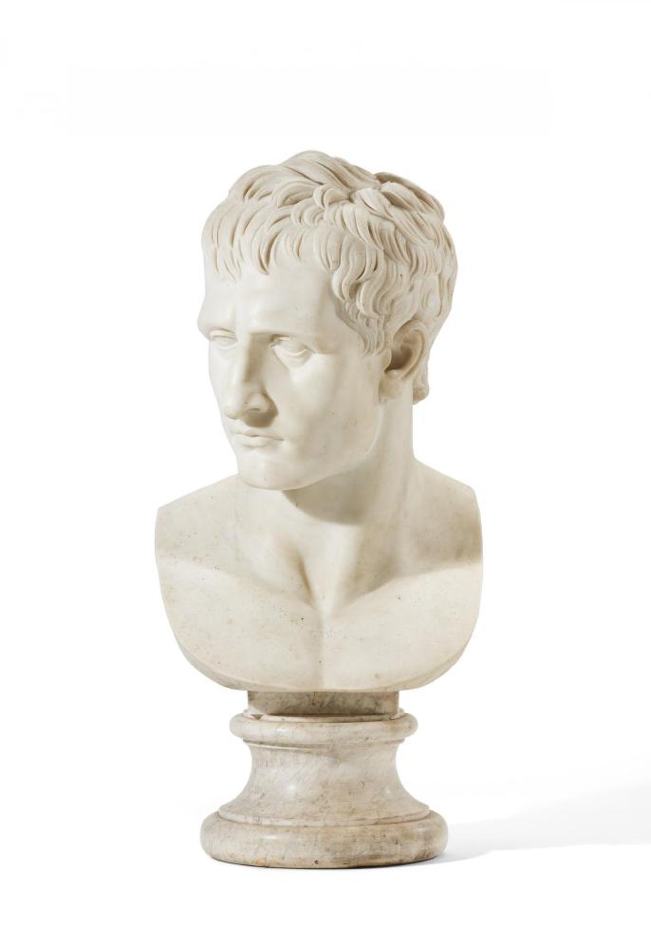 Monumental white marble bust Napoleon I. Bonaparte as Mars Pacificus - Image 3 of 6