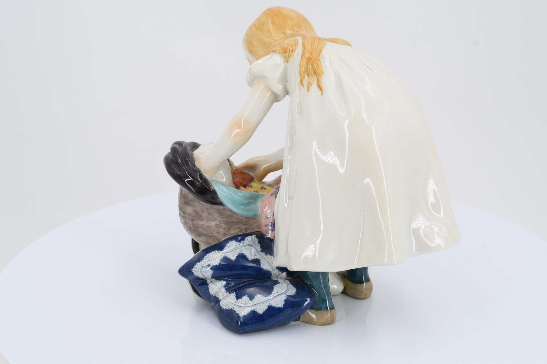 Porcelain figurine of girl with a doll's pram - Image 5 of 6