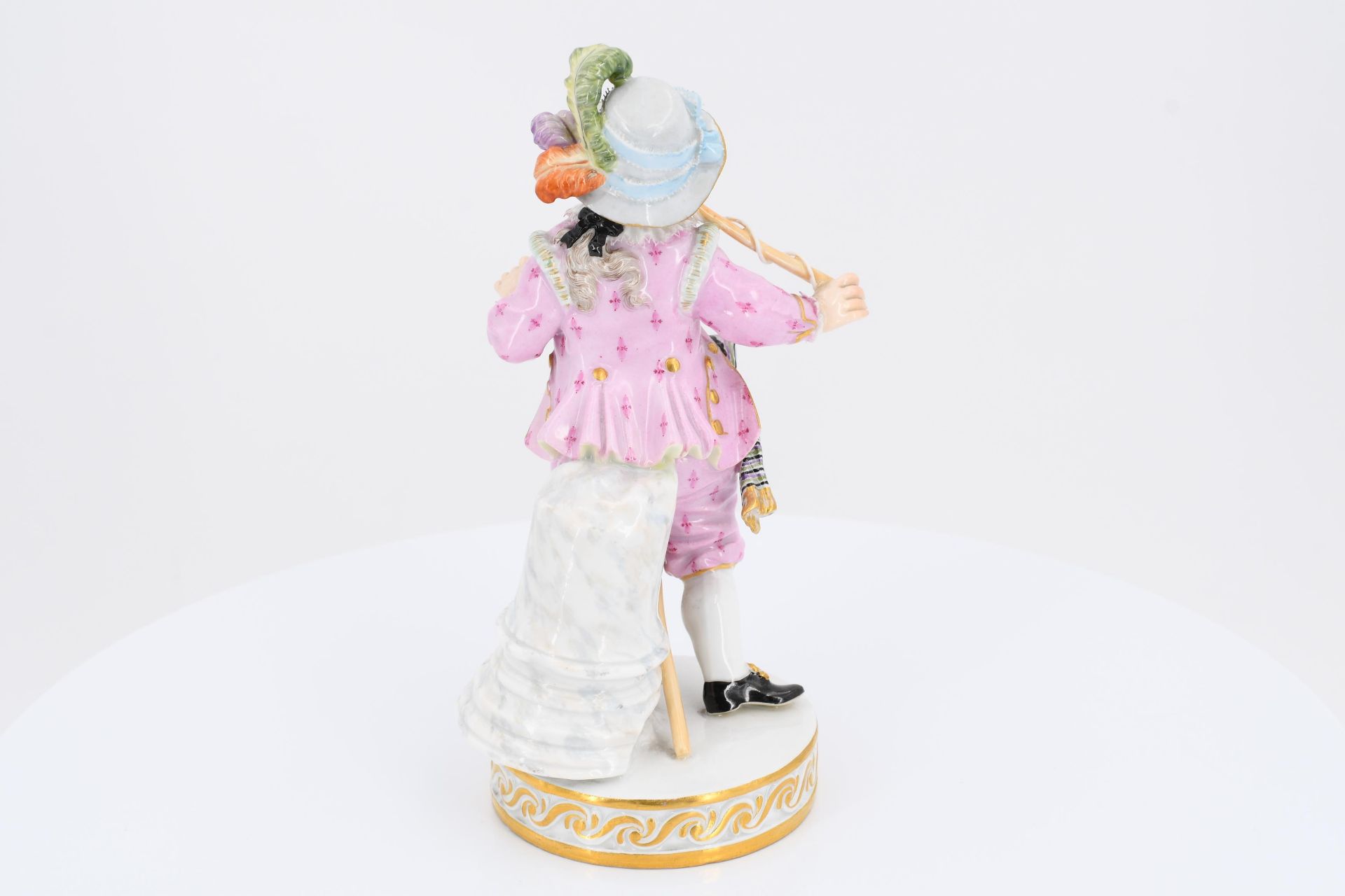 Porcelain figurines of boy with stick horse and lady feeding kitten - Image 4 of 11