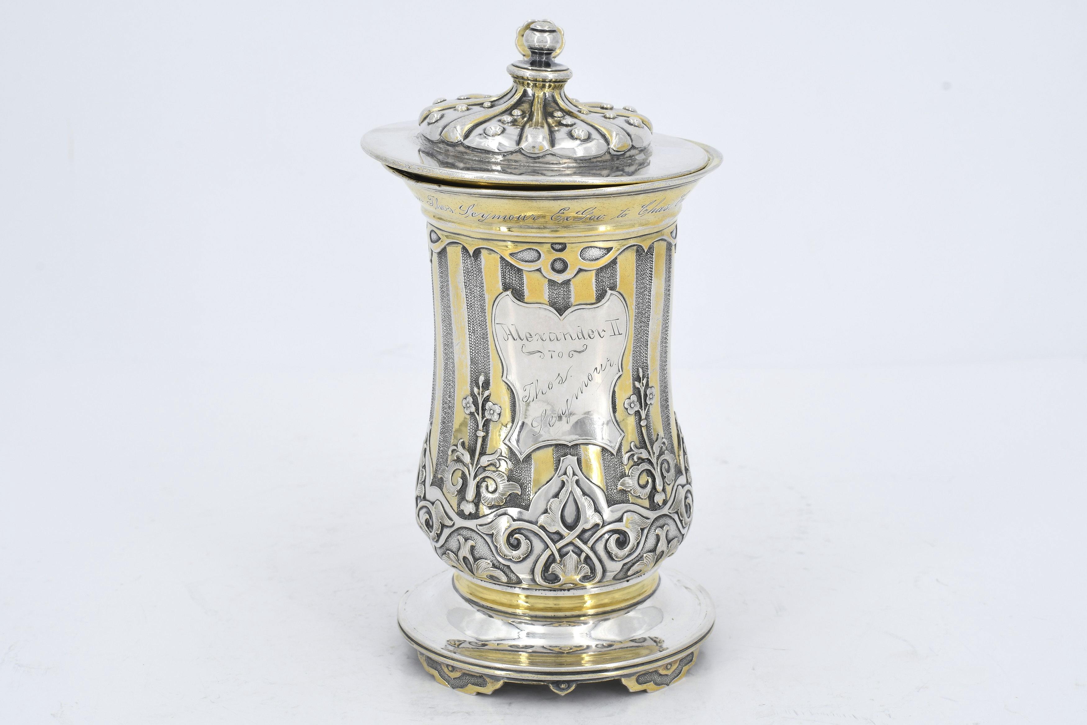 Small silver tankard with dedication Tsar Alexander II to Thomas H. Seymour - Image 5 of 7