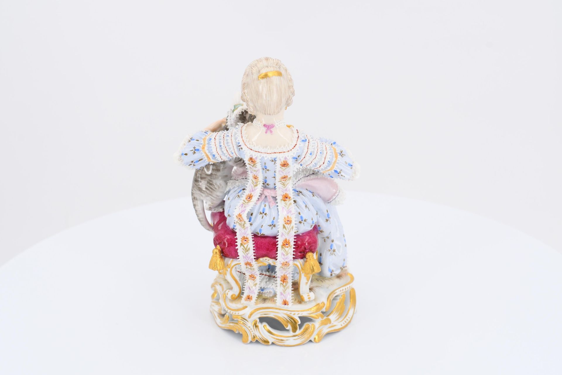 Porcelain figurines of boy with stick horse and lady feeding kitten - Image 9 of 11