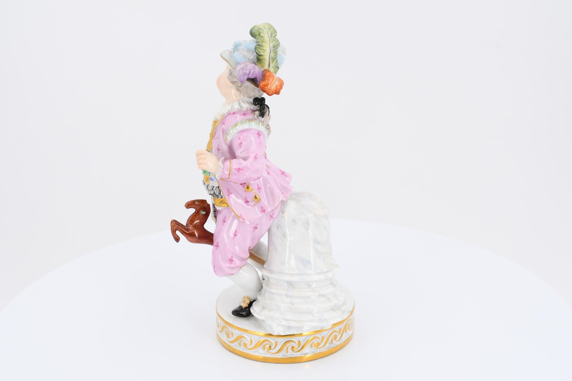 Porcelain figurines of boy with stick horse and lady feeding kitten - Image 3 of 11