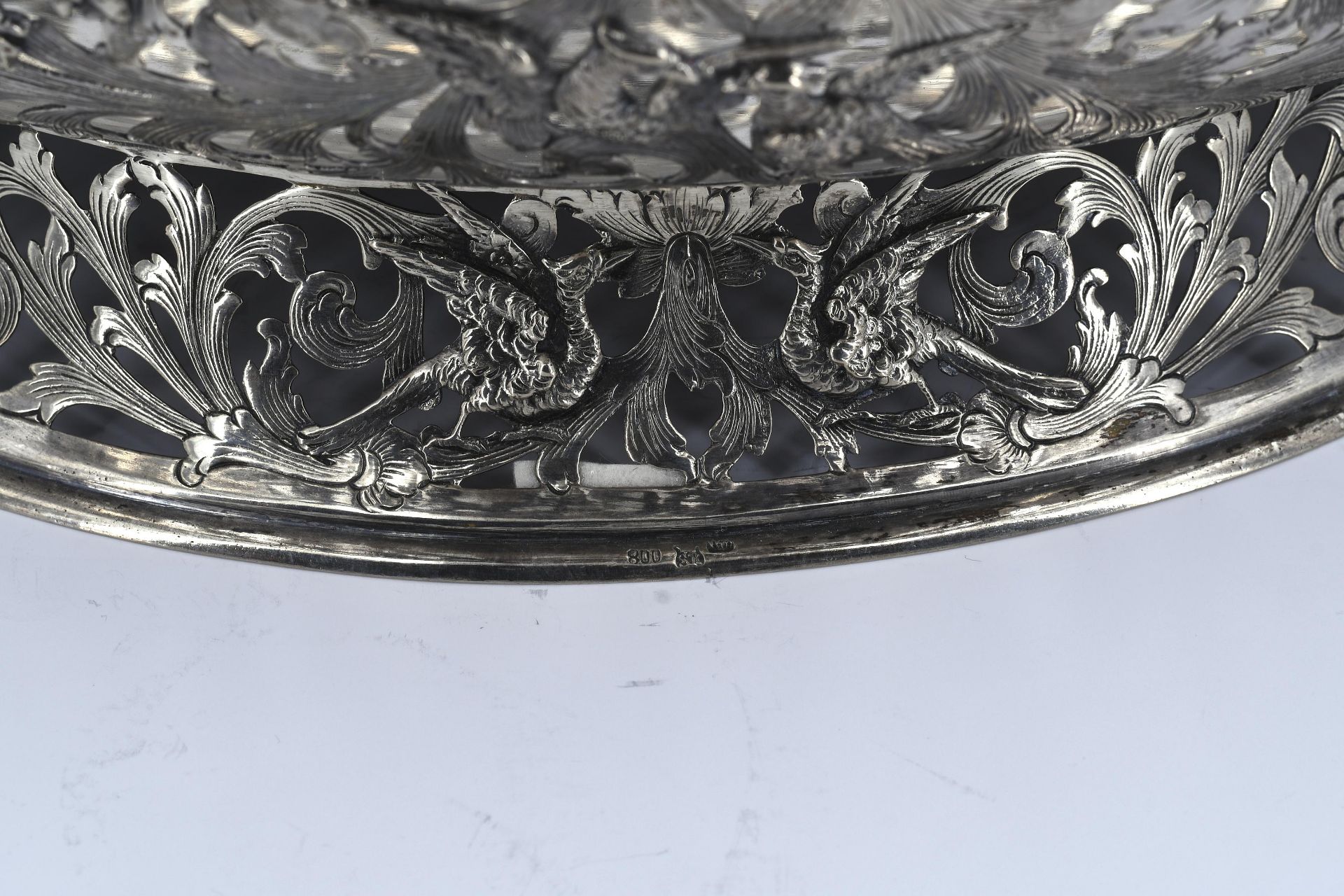 Pair of magnificent large silver bowls with garlands and birds of paradise - Image 12 of 21