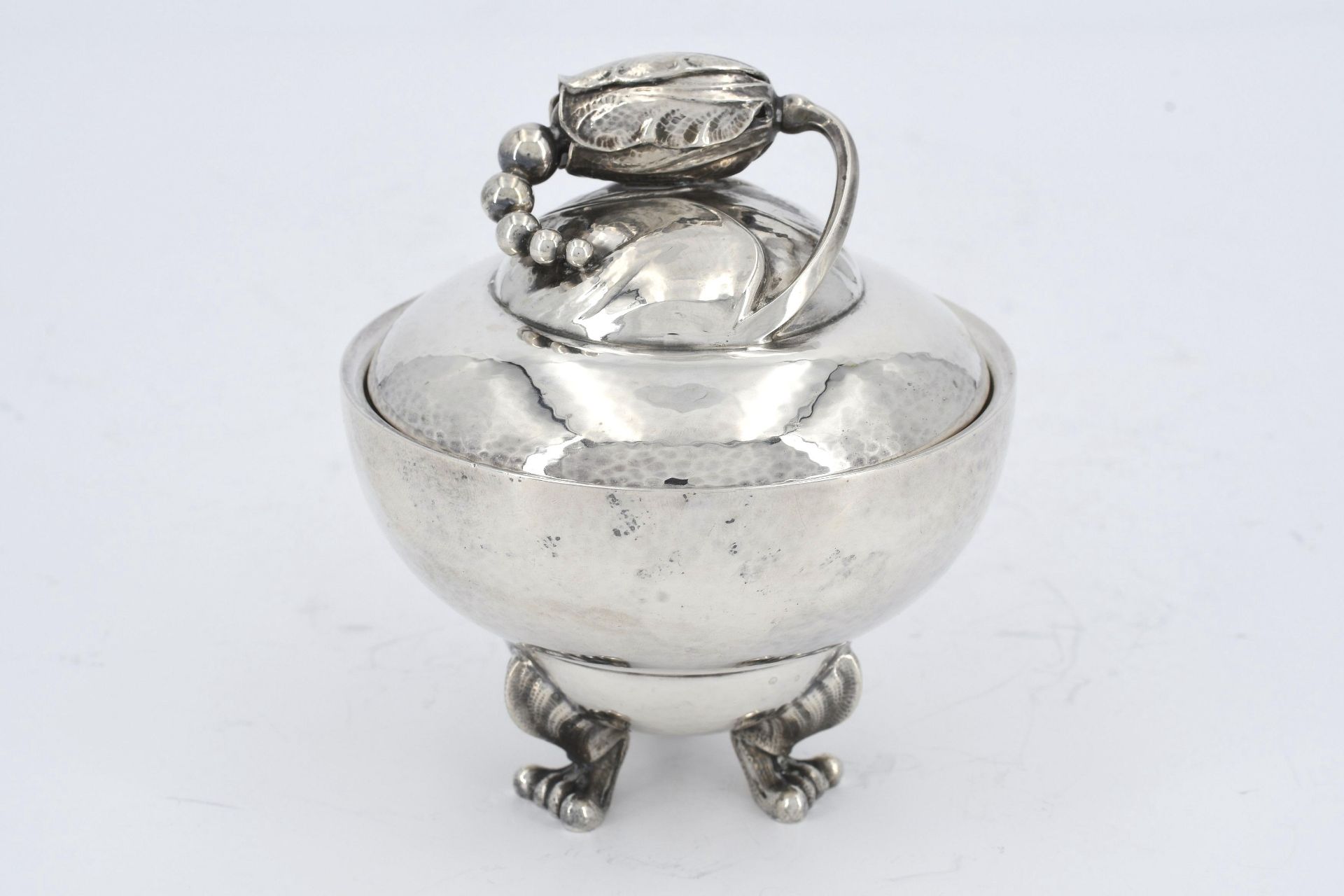Silver sugar bowl, creamer & milk jug "Blossom" with ivory handles - Image 9 of 14