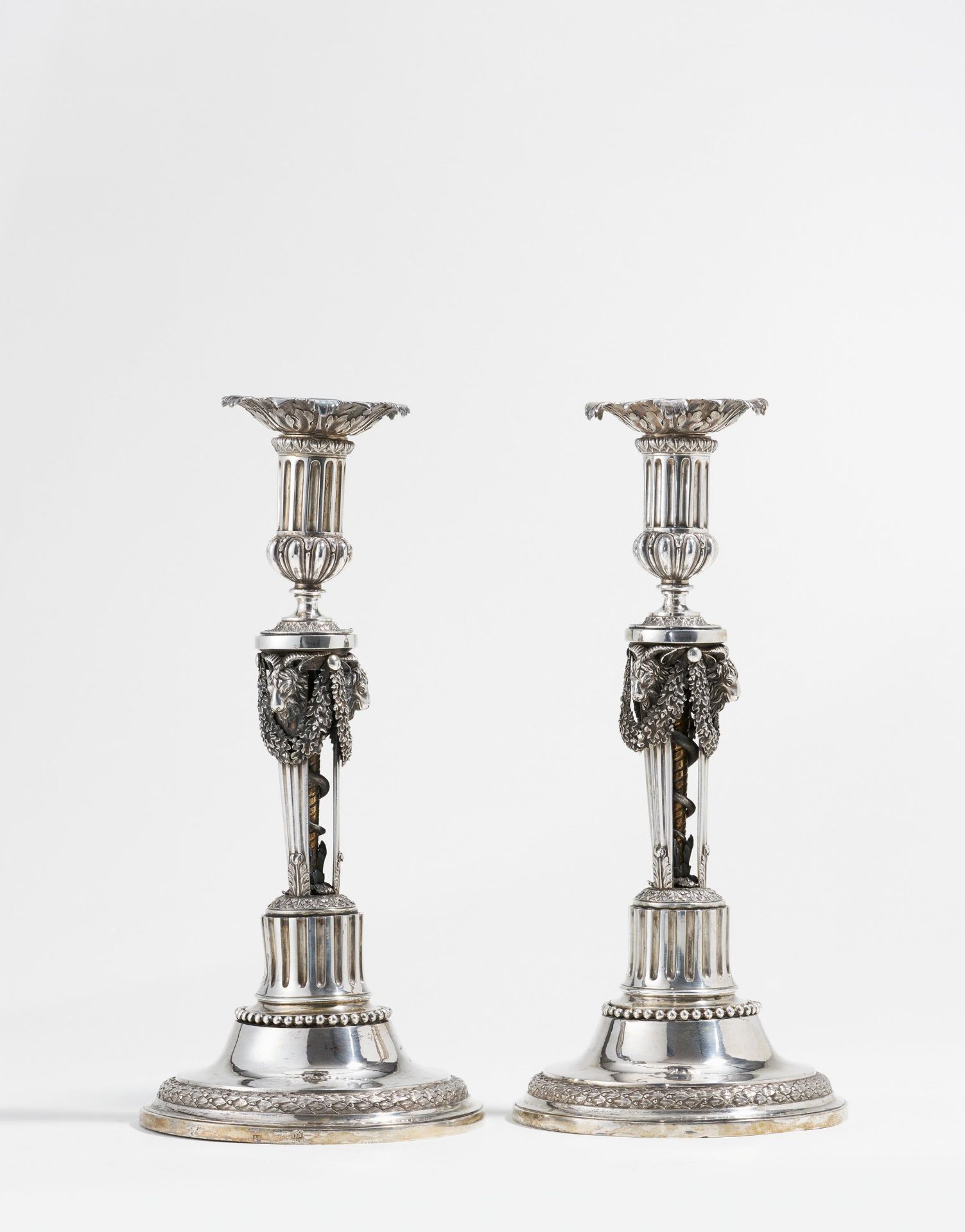 Pair of magnificent silver candlesticks from the Landsberg-Velen service - Image 2 of 8