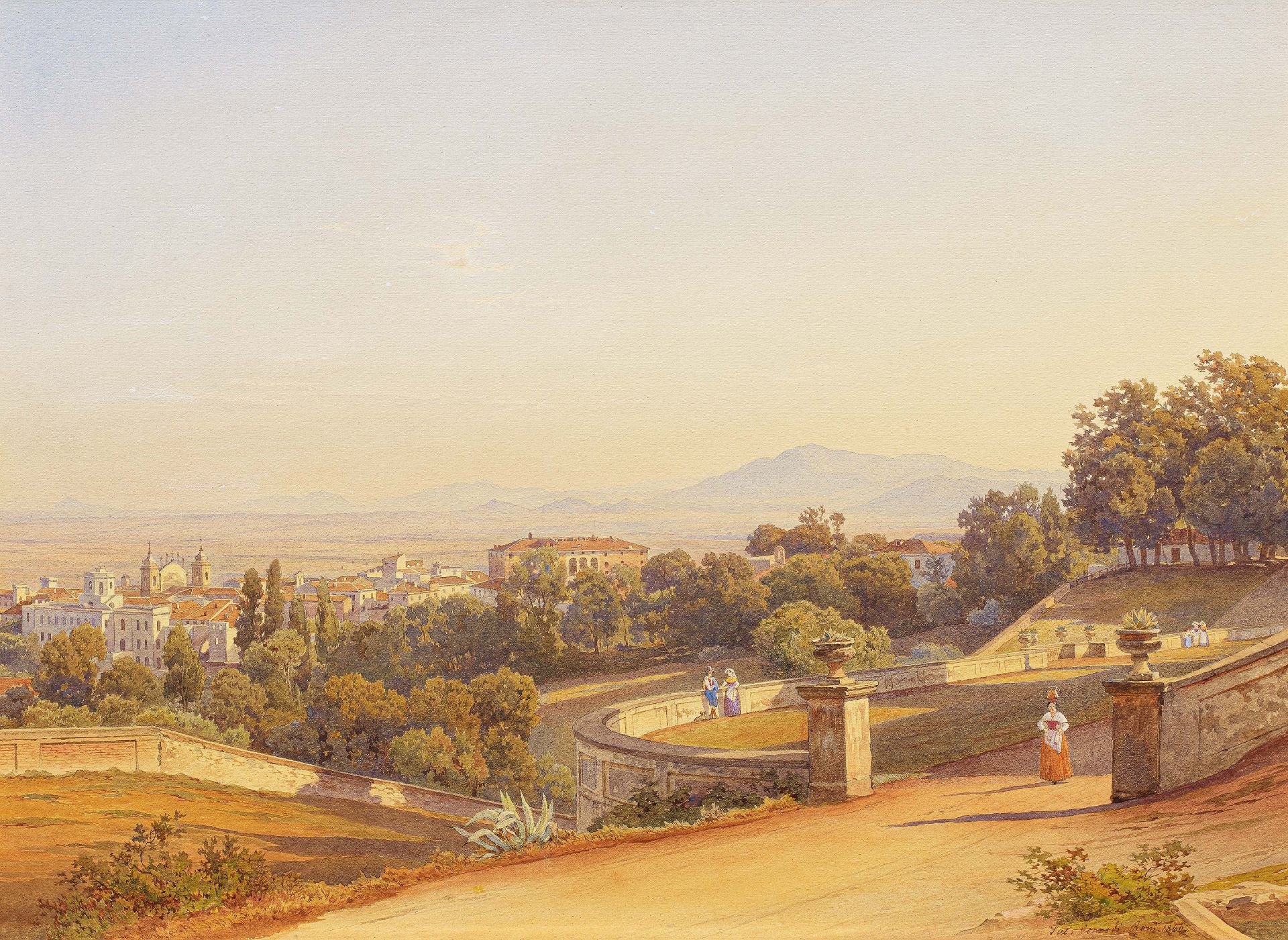Salomon Corrodi 1810 Zurich - 1892 Como: In the Park of the Villa d'Este in Tivoli