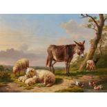 Eugéne Verboeckhoven: Weite Landschaft mit Schafen, Enten und einem Esel