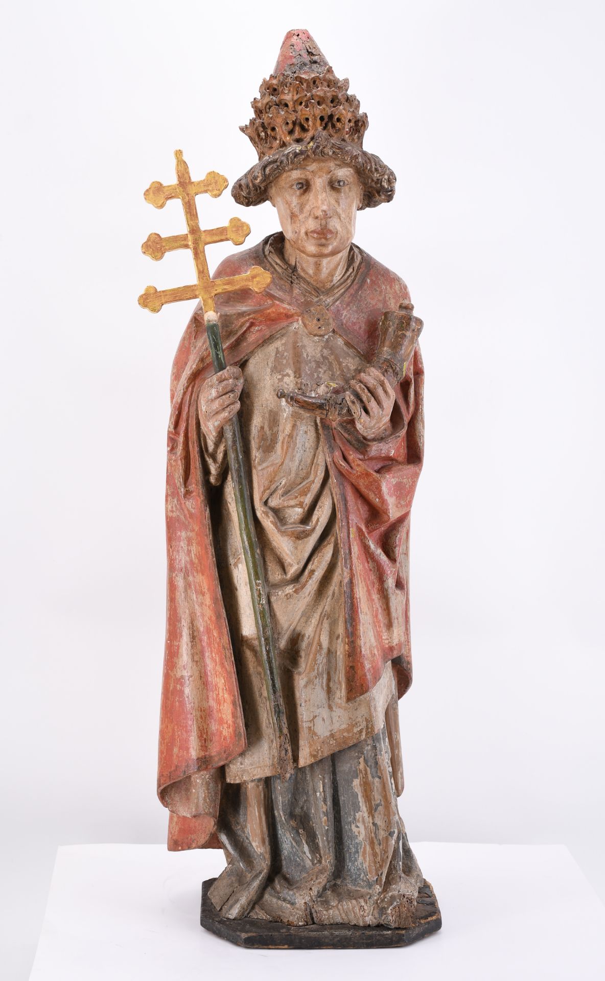 Eastern French school: Saint Cornelius with Cross Staff and Horn - Image 5 of 12
