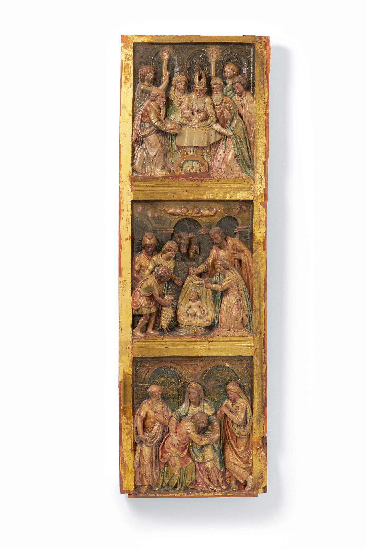 Spanish School: Panel with Three Scenes from the Childhood of Christ from an Altar Reredos