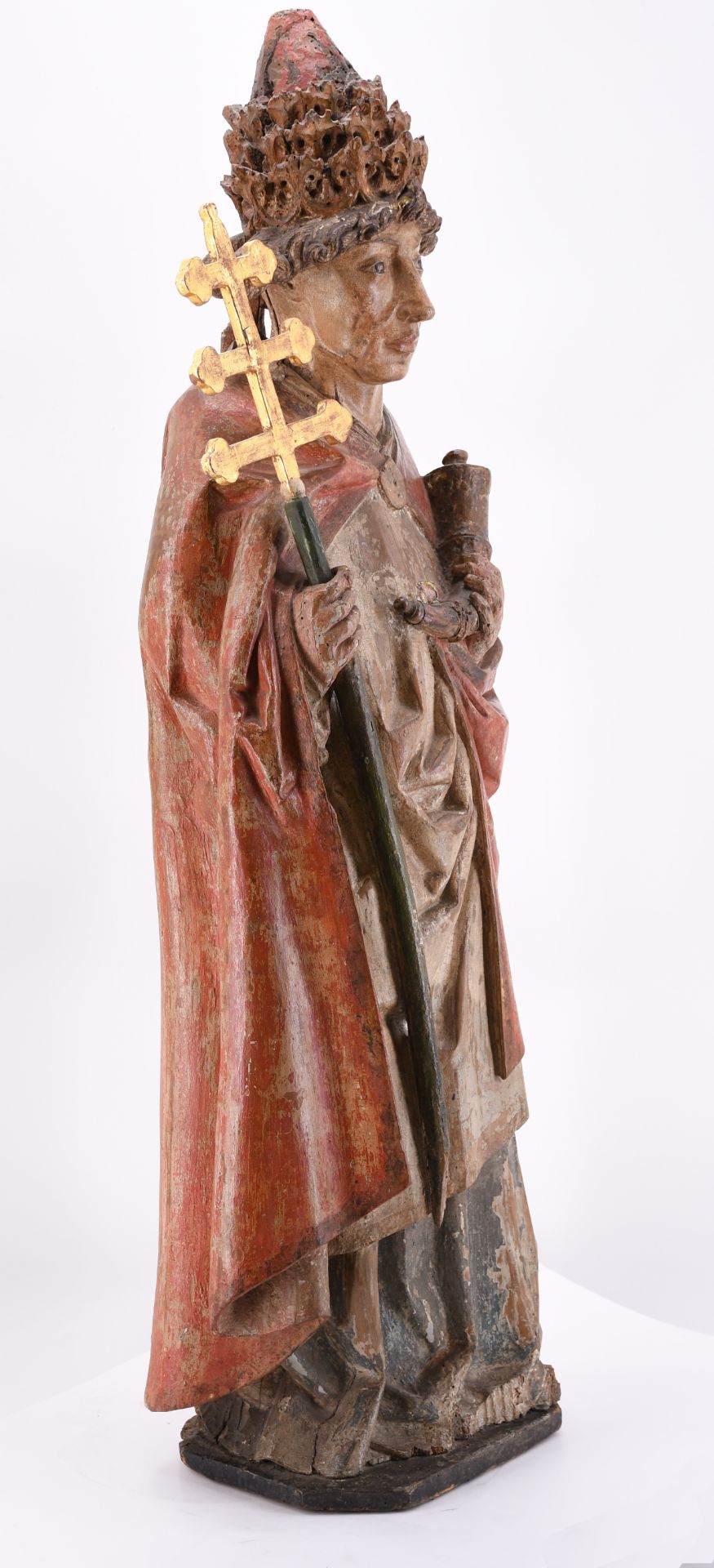 Eastern French school: Saint Cornelius with Cross Staff and Horn - Image 6 of 12