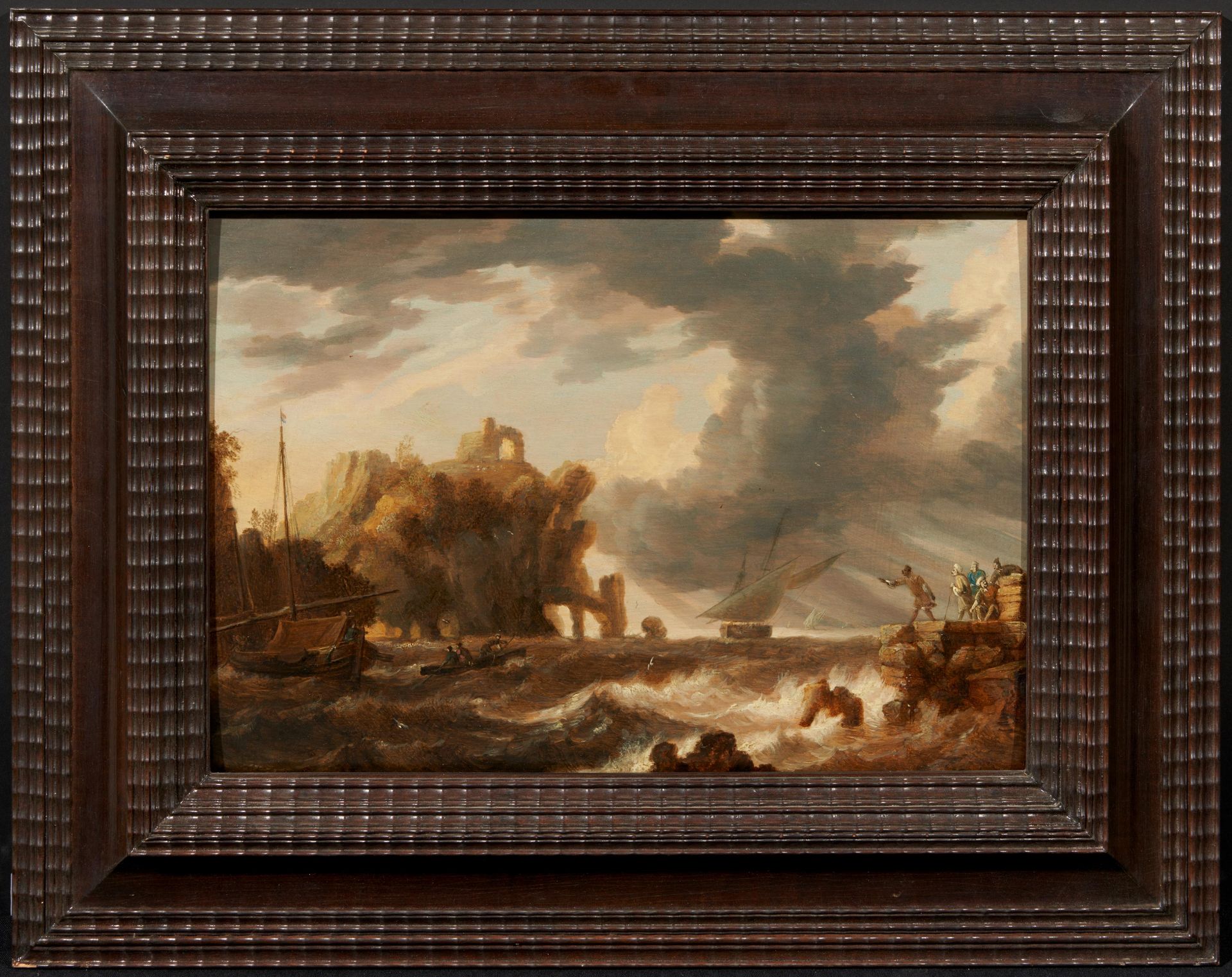 Bonaventura Peeters 1614 Antwerp - 1652 Hoboken: Turbulent Sea off an Italian Port - Image 2 of 4