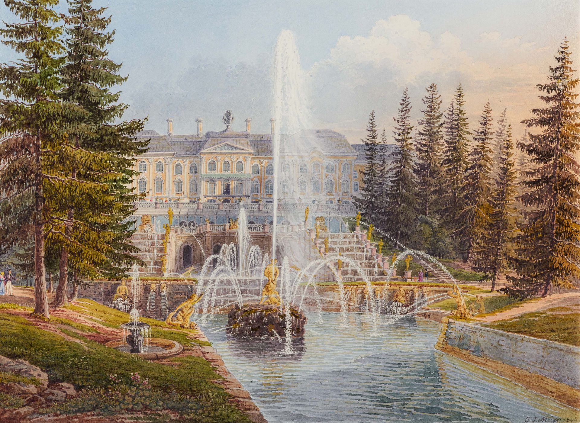 Johann Jakob Meyer 1787 Meilen - 1858 Zürich: Peterhof Palace Near Saint Petersburg