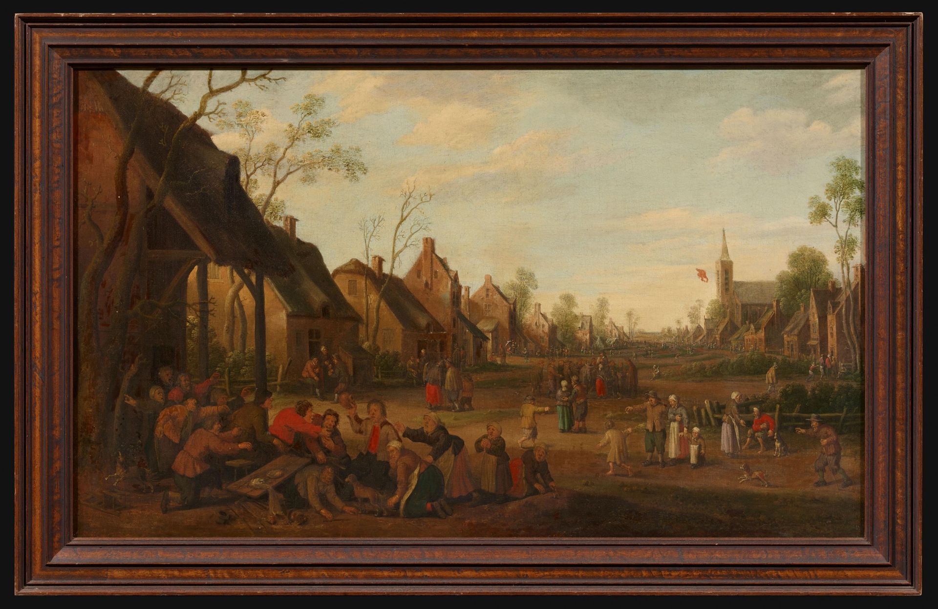 Joost Cornelisz Droochsloot : View of a Village with Scuffling Peasants and Quacks - Image 2 of 4