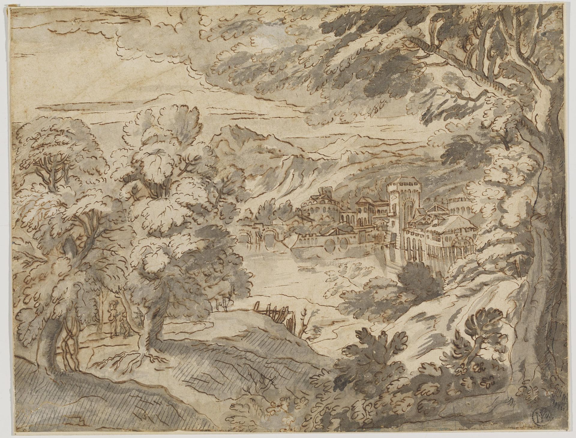 Flemish School: River Landscape with City View - Image 2 of 4