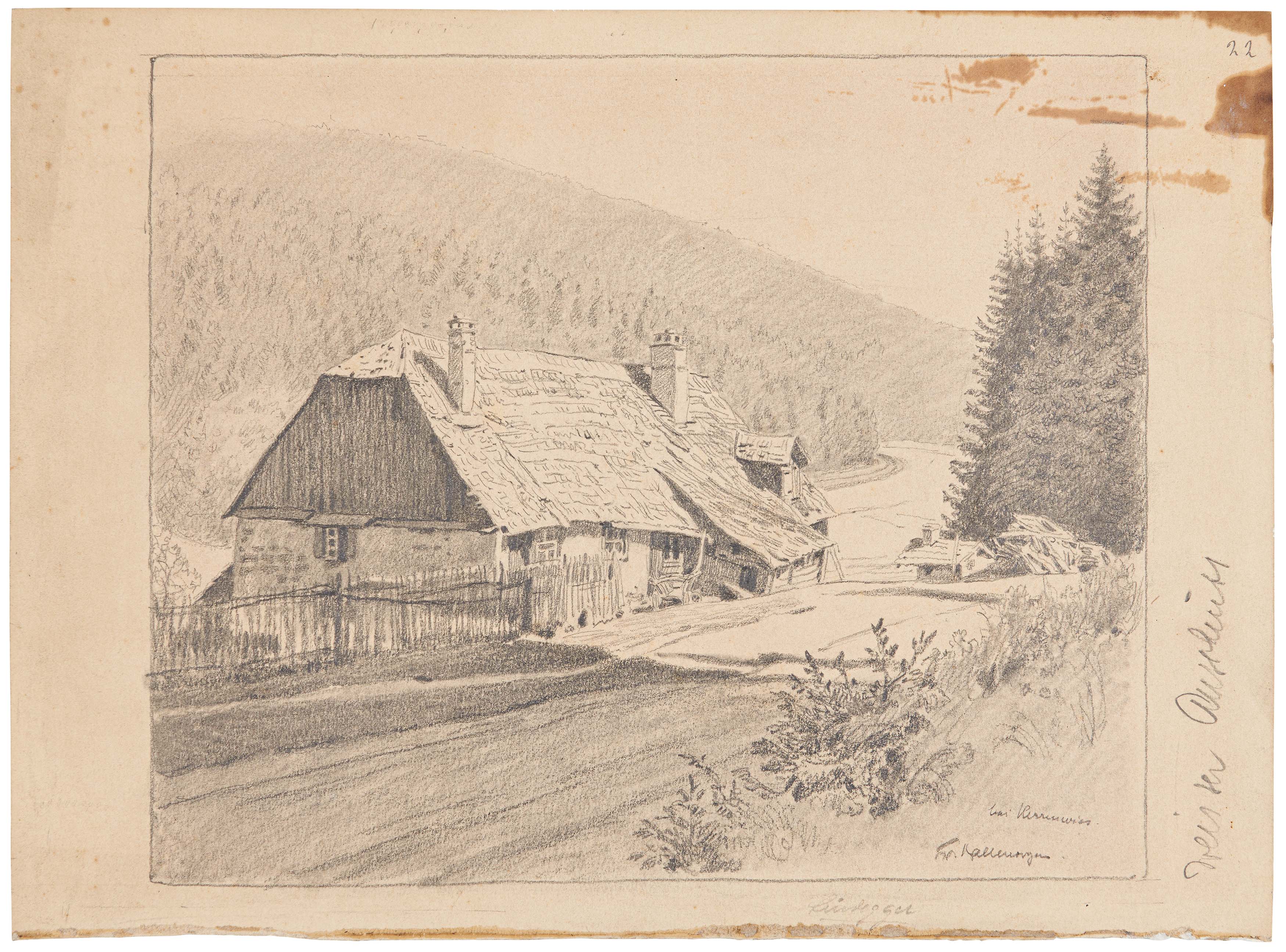 Friedrich Kallmorgen 1856 Altona - 1924 Grötzingen: Farm "bei Herrenwies"
