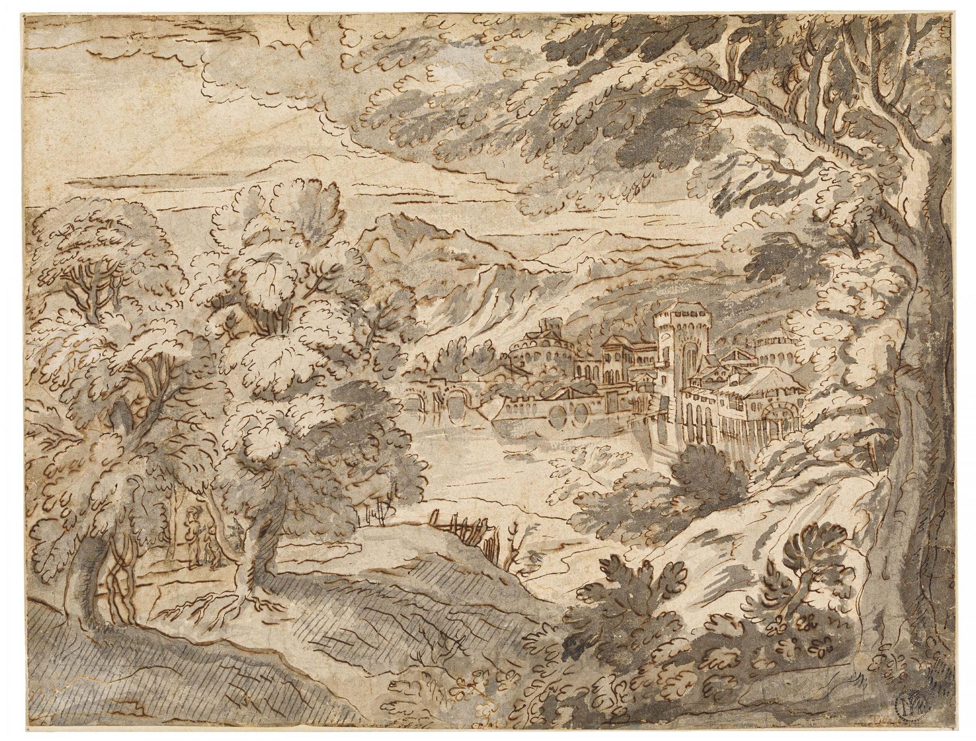 Flemish School: River Landscape with City View