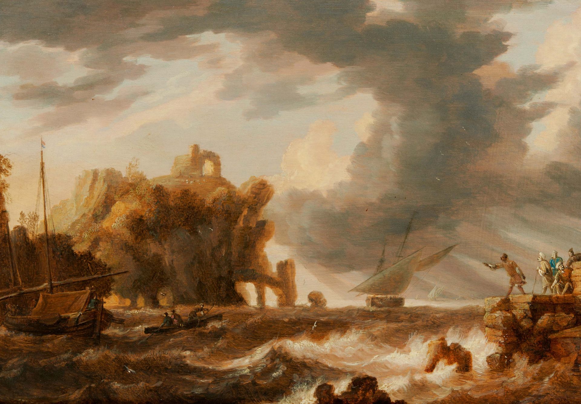 Bonaventura Peeters 1614 Antwerp - 1652 Hoboken: Turbulent Sea off an Italian Port