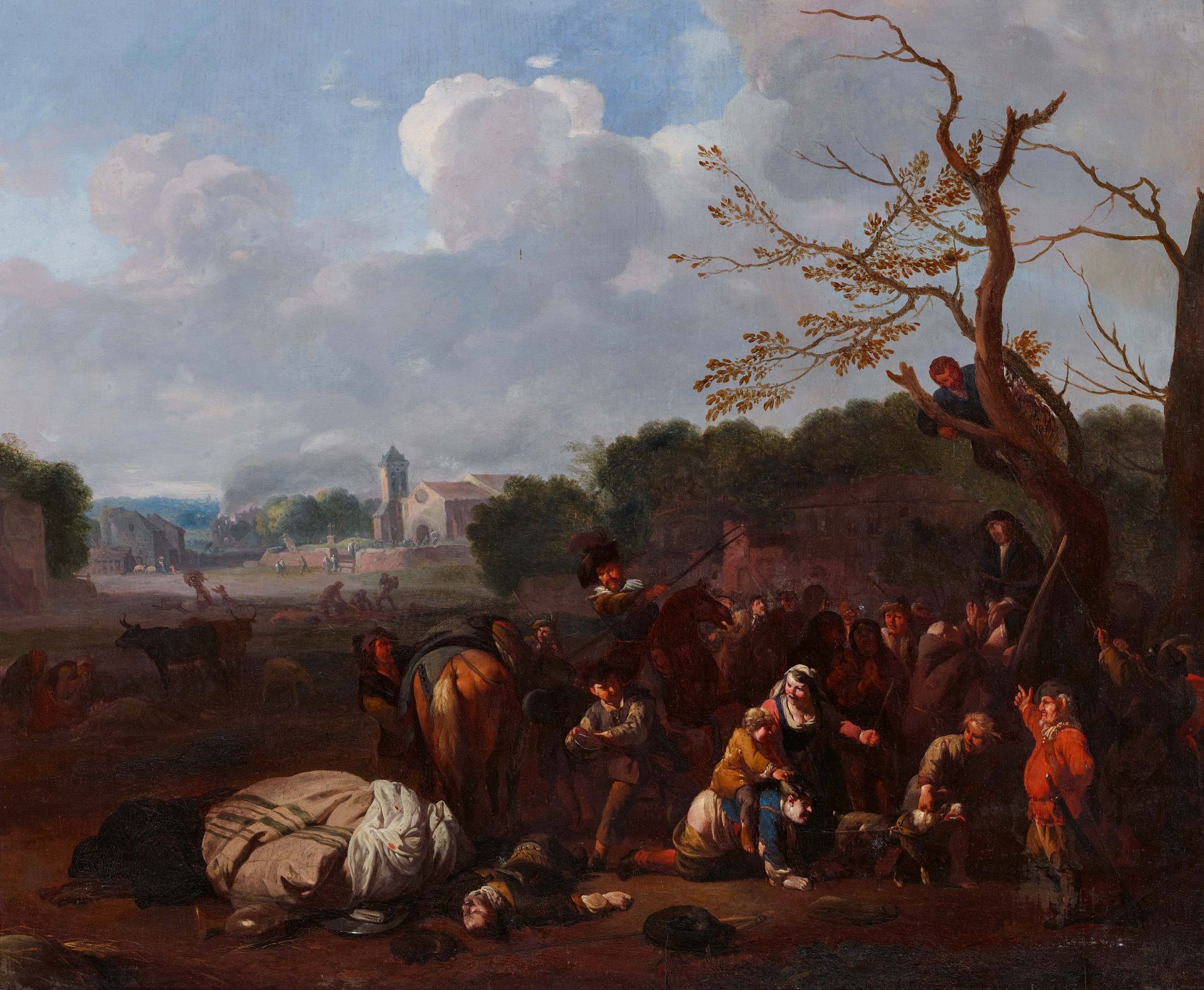 Jan van Huchtenburg: Landscape with the Torture and Execution of Prisoners