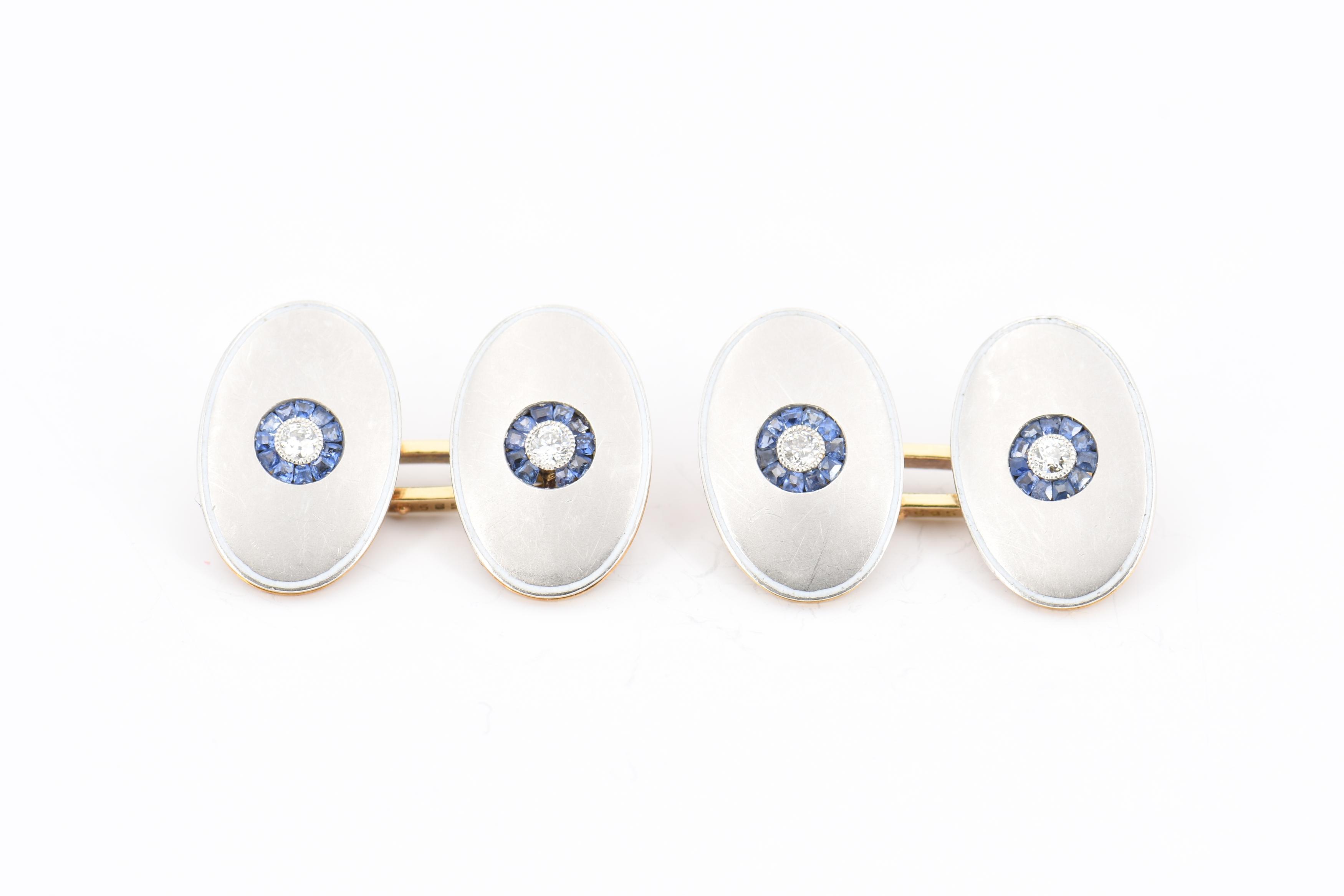 Sapphire-Diamond-Cufflinks - Image 2 of 4