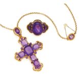 Amethyst-Set: Brosche und Anhänger