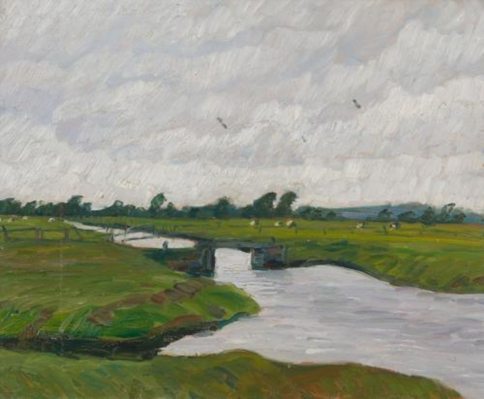 Otto Modersohn: Fischerhude-Wümmewiesen mit Melkersteg