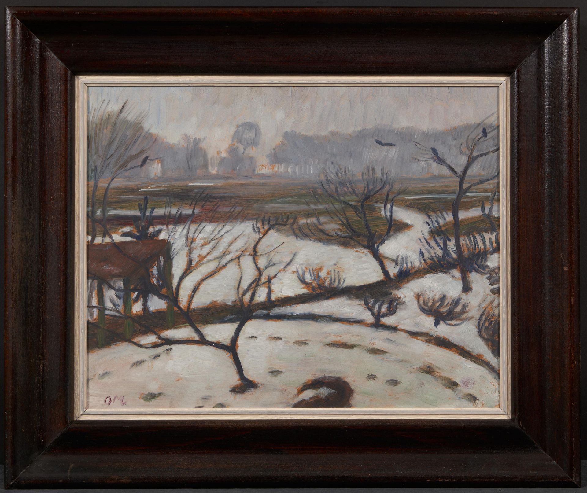 Otto Modersohn: Winterlandschaft in Worpswede Tauwetter (Blick von Paulas Fenster) - Image 2 of 3