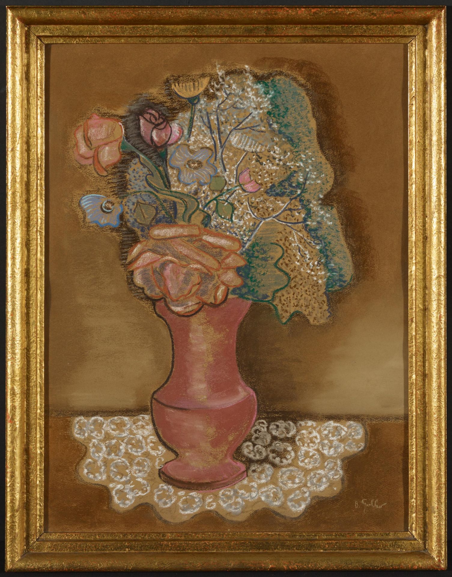 Bruno Goller: Blumenstrauss in roséfarbener Vase - Image 2 of 3