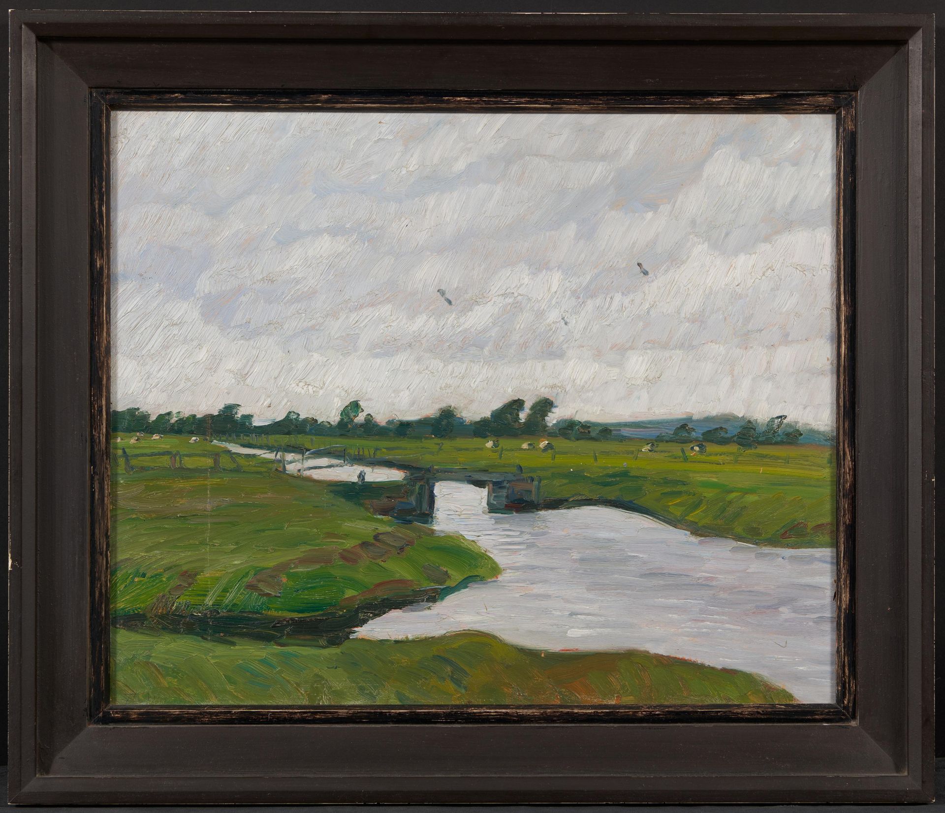 Otto Modersohn: Fischerhude-Wümmewiesen mit Melkersteg - Image 2 of 4