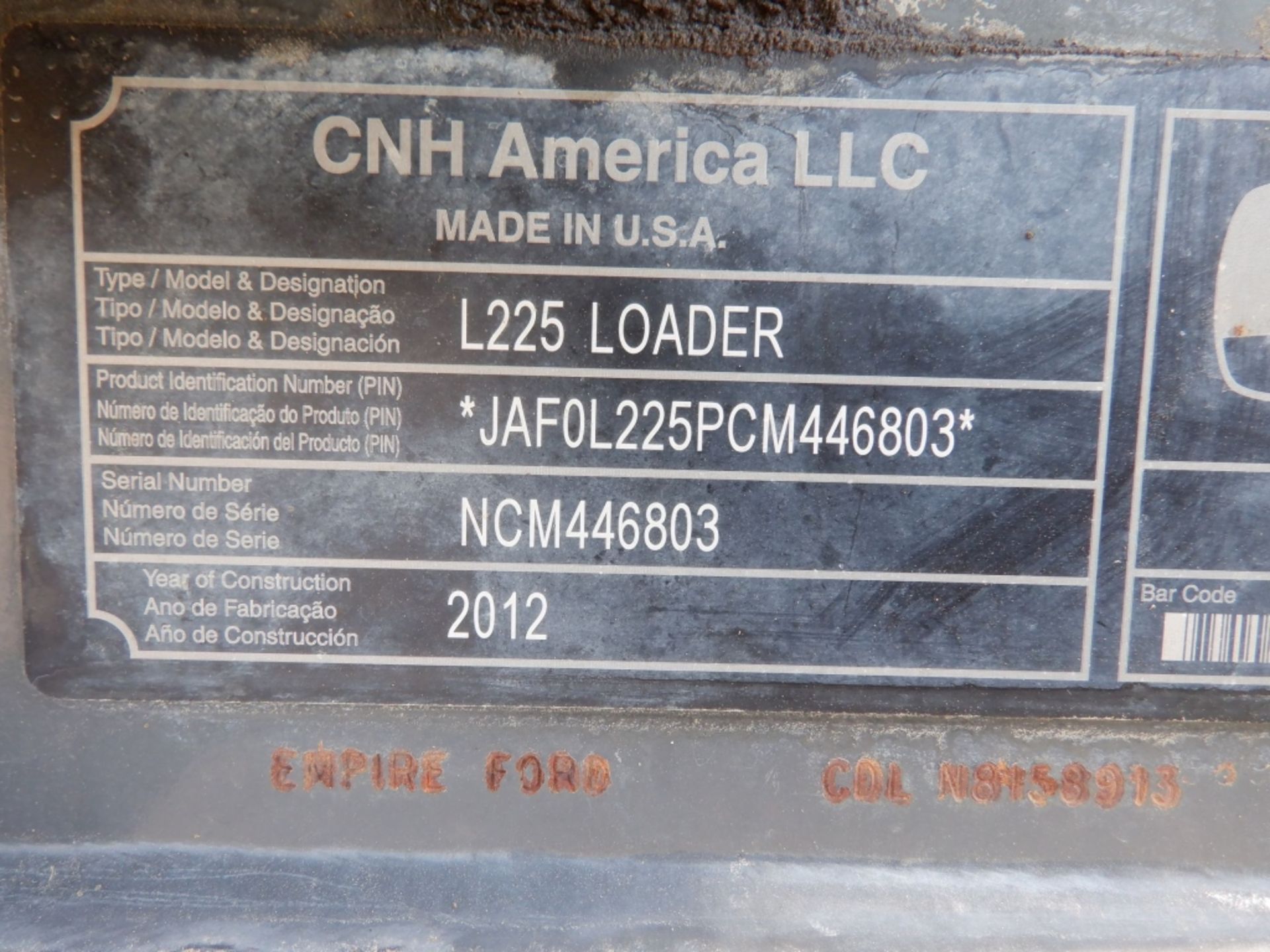 2012 New Holland L225 Skid Steer Loader, - Image 16 of 16