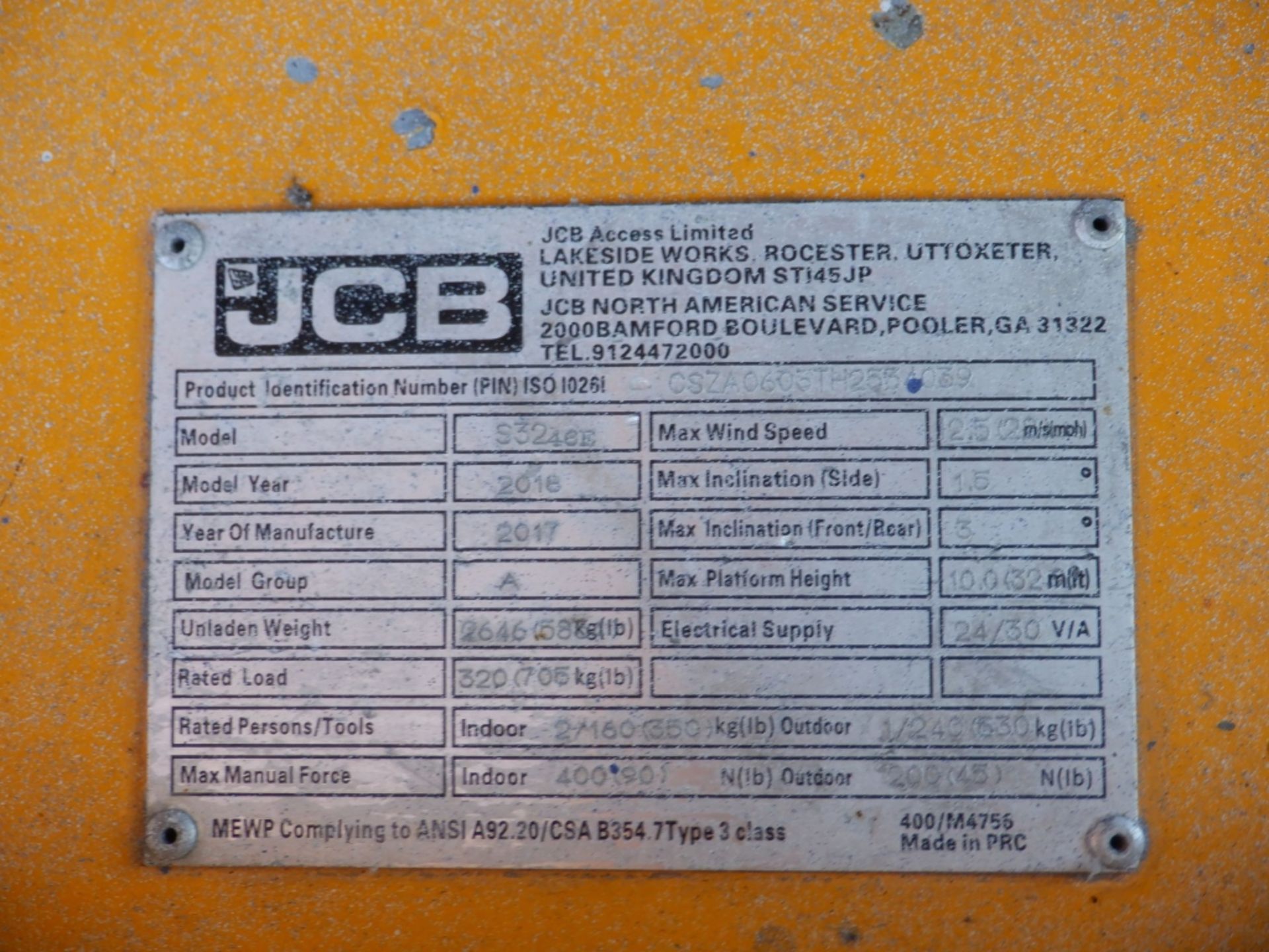 2018 JCB S3246E Scissor Lift, - Image 16 of 16