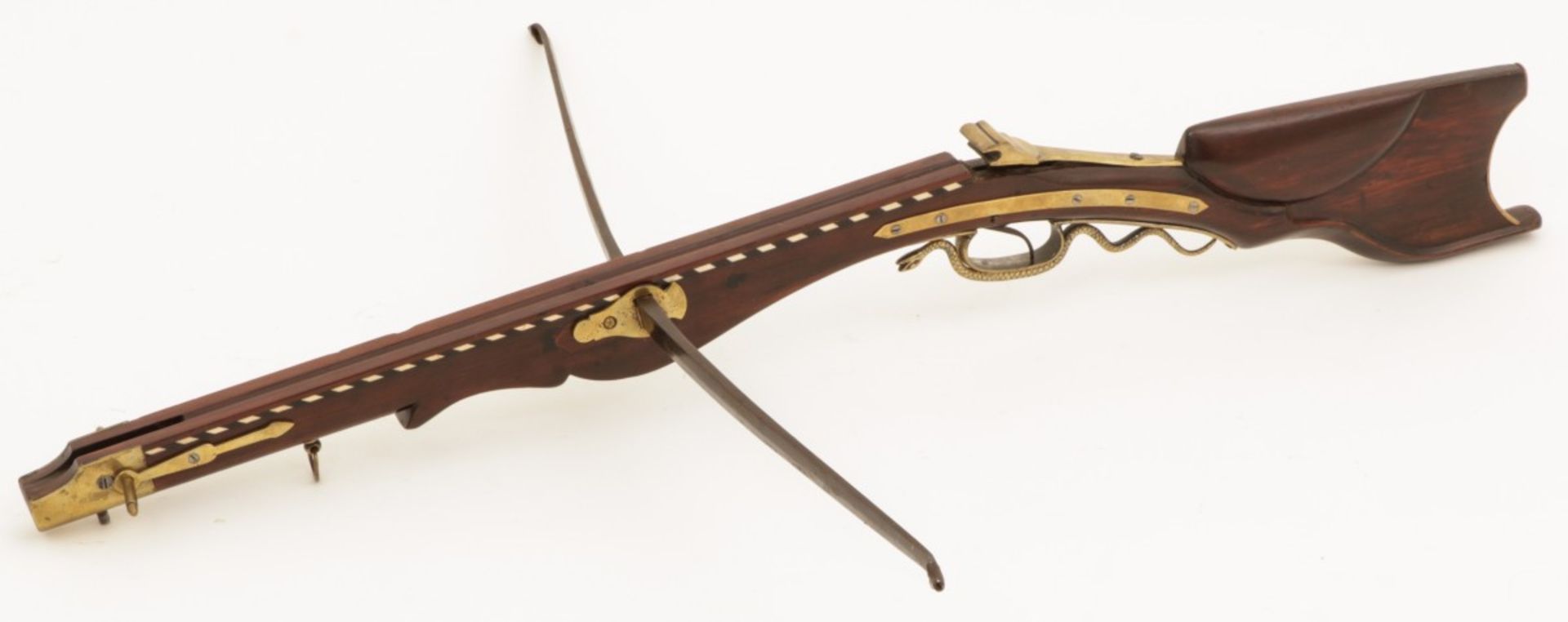 A nutwood/ brass crossbow, England, 19th century.