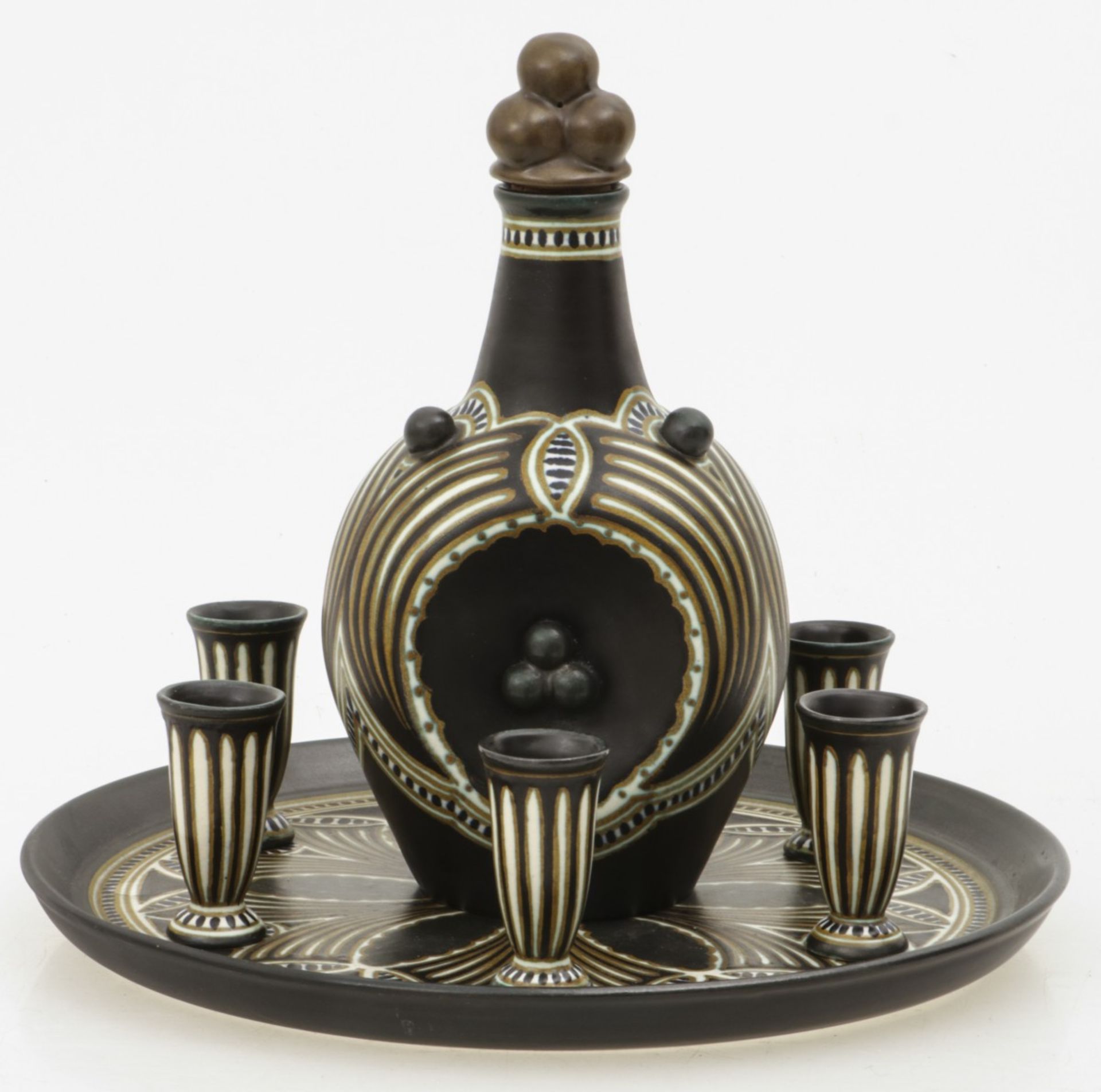 (8) piece pottery liqueur set