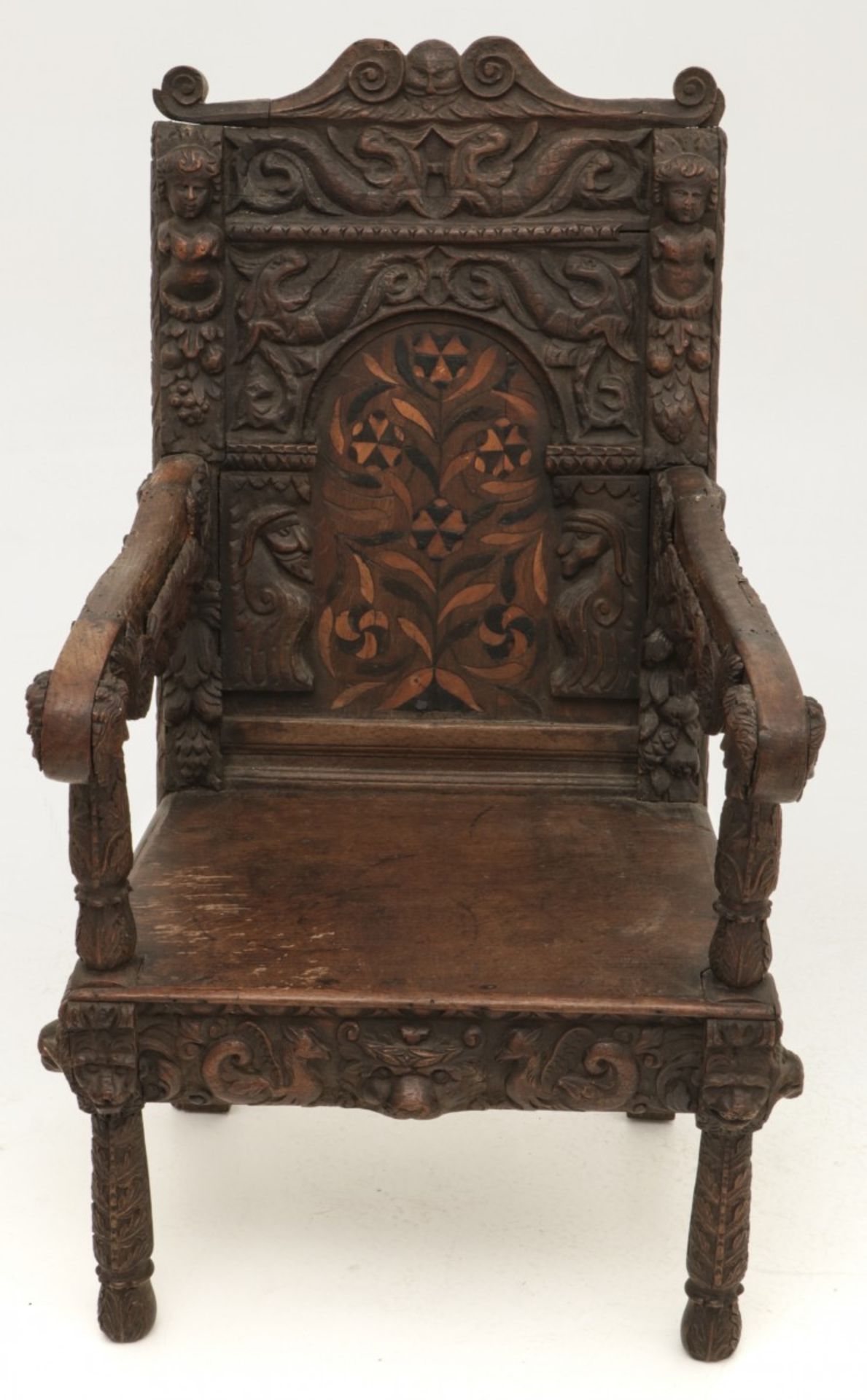 An armchair/ caquetoire in 17th century style, England, 19th century.