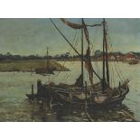 Dutch School, 19th / 20th Century, Barges on a river.