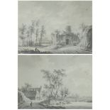 Nicolaas Wicart (Utrecht 1748 – 1815), A river landscape in the vincinity of Utrecht, Travelers on a