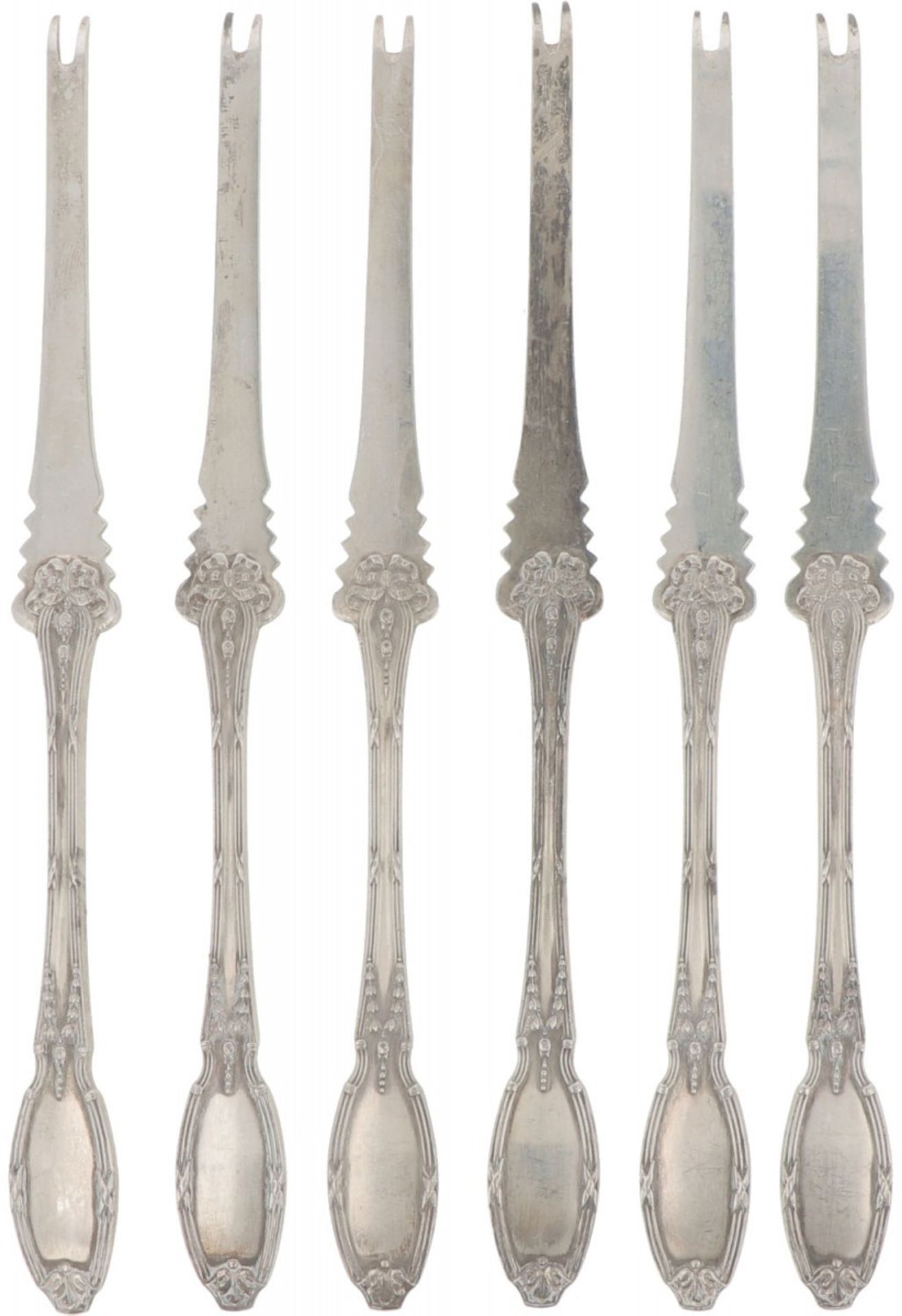 (6) Piece set lobster forks silver.