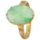 Yellow gold solitaire ring with jade - 20 ct.
