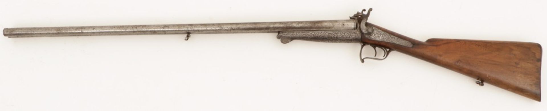 A double barrel percussion hunting rifle, poss. France, 19th century.