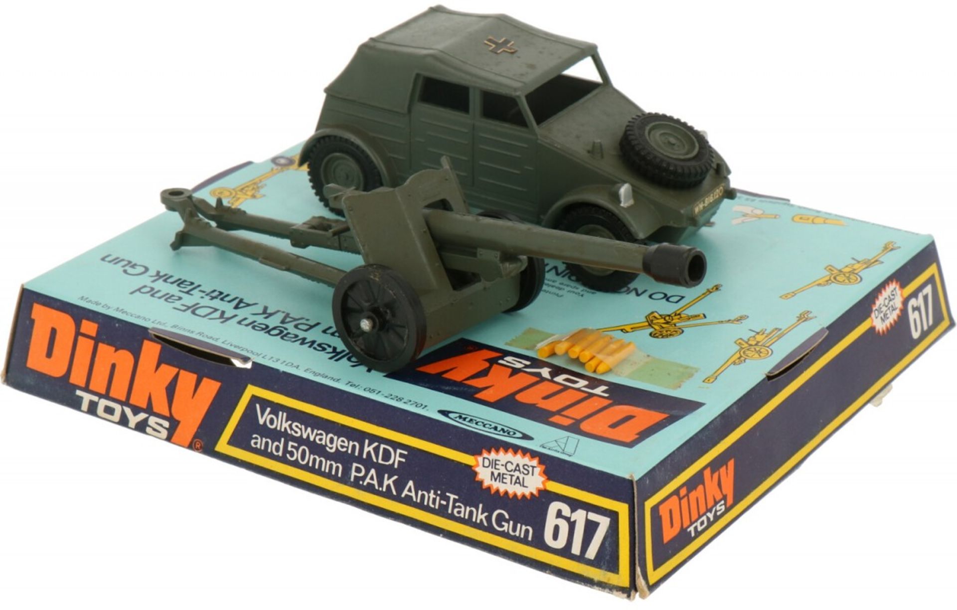 Dinky toys 617 Volkswagen KDF with 50mm P.A.K. anti tank gun
