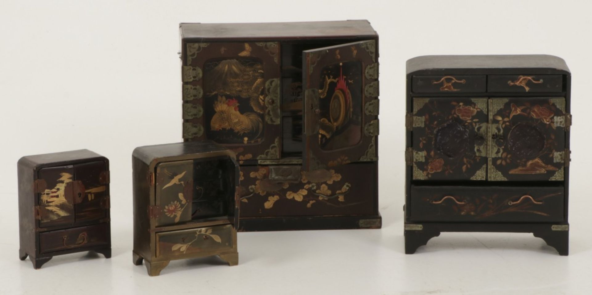 Two miniature laquered cabinets, Japan, early 20th century.