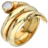 Yellow gold snake-shaped ring, with triplet opal - 18 ct.