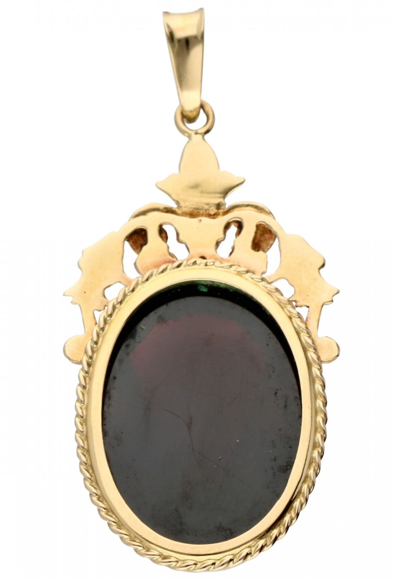 Yellow gold pendant with faceted garnet - 14 ct. - Bild 2 aus 2