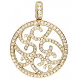 Yellow gold pendant of the Aalbers Jewelers' House, with approx. 0.77 ct. diamond - 18 ct.