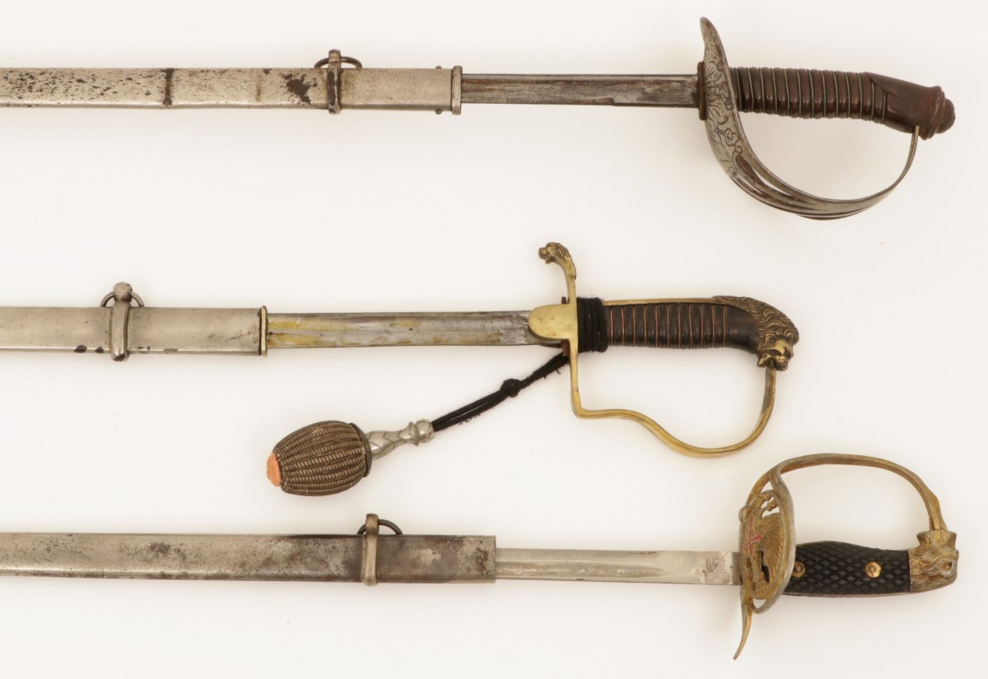 A lot with (3) various sabers, a.w. (2) officers' sabers, 19th century. - Image 2 of 2
