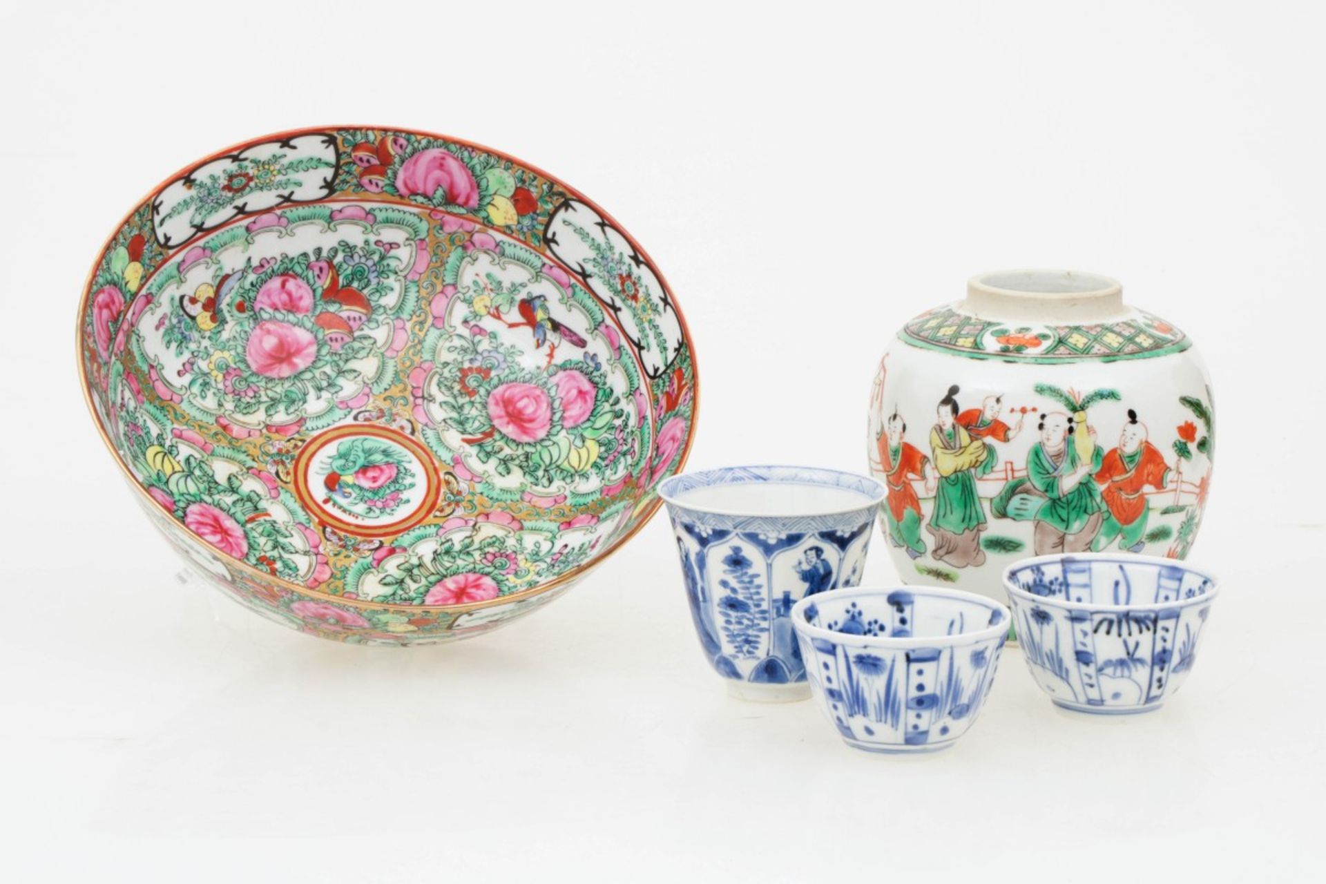 A lot of various porcelain, a.o. with famille verte decor, China, 18th century and later.