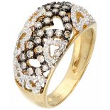 Yellow gold open worked ring, with approx. 0.61 ct. diamond - 18 ct.