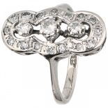 White gold open worked princess ring, with approx. 0.37 ct. diamond - 18 ct.